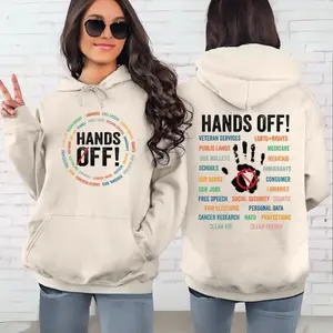 Hands Off Protest Hoodie, Political Activism Two Side Hoodie, Save Public Lands, Medicare Social Security, Resist Hoodie,