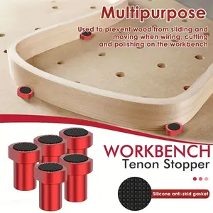 Workbench Stop Blocks 3/4 Inch, 6 Piece Aluminum Alloy, Anti-Slip Pads, Woodworking Workbench Clamps, Fits Workbenches with Block Holes
