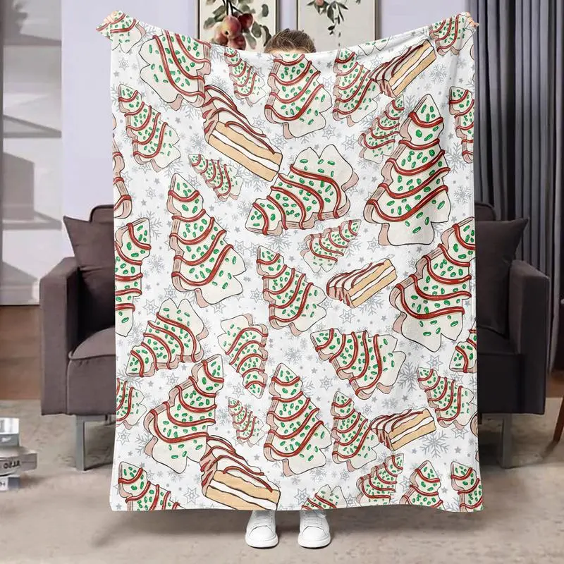 Comfortable Christmas Tree Cake Blanket, Soft Flannel Shawl for Sofa Bed Office Camping Travel, party blanket,funky blankets,snuggle blanket,watch party blanket,moon viewing blanket