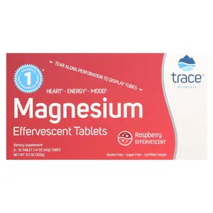 Trace Magnesium Effervescent Tablets, Raspberry, 8 Tubes, 10 Tablets Each