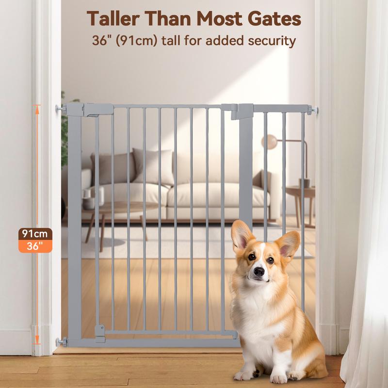 PAWGIANT 36" Tall Pet Gate for Cats, 29.5-40.6" Wide, Auto Close Extra Wide Dog Gate for House, for Doorways & Bottom of Stairs, Pressure Mount Safety Gate for Babies, Toddlers & Pets, Tested & Safe, Baby Gate Pressure Mount