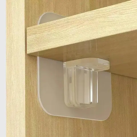 Heavy-Duty Self-Adhesive Plastic Floating Shelf Supports (4pcs+), Punch-Free No-Nail Adjustable Shelves for Storage, Removable Adhesive Hooks & Rails, Fits Glass & Tile, 16 lbs Load Capacity for Kitchen, Cabinet Organiser