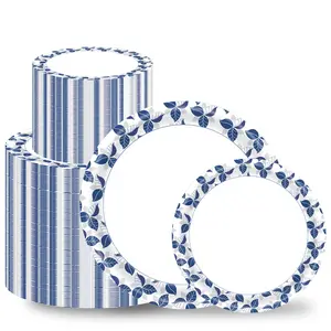 50PCS/100PCS 7-inch & 9-inch 350g Disposable Heavy-Duty Printed Paper Plates - Water-Resistant & Cut-Resistant, Suitable for Daily Use, Family Gatherings, Outdoor Barbecues, Holiday Events & Birthdays, Party Plates