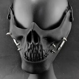 Spike Skull Face Mask Cosplay Custome Performance Rock Mask Black
