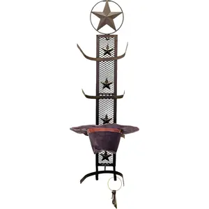 Metal  4 Cowboy Hat Rack Fold-Up Wall  Decoration Rustic Western Style - Rustic Metal Cowboy Hat Display Organizer  Wall Mount