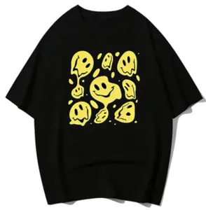 Melting Smiley Face T-Shirt, Soft Cotton, Y2K Trippy Streetwear Casual Tee