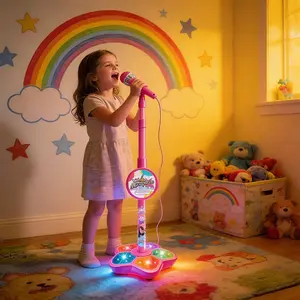 Kids Microphone Electronic Piano Toy, Boys Girls Glowing Musical Instrument, Perfect Birthday Halloween Thanksgiving Christmas Gift