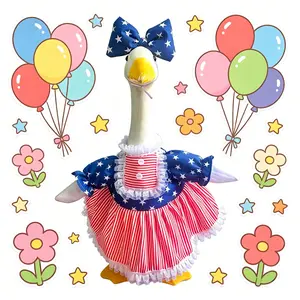 Porch Goose Outfits for 23 Inch Lawn Statue Patriotic USA Costume for 4th of July Independence Day Garden Patio Decor for Cement/Plastic Goose Sculpture
