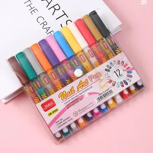 Water-Based Acrylic Nail Art Paint Pen Set, 12 Colors Doodle Drawing Nail Line Marker, Manicure Marking Pens for Nail Design