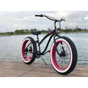**Back In Stock** Ladies SIKK UFO 7 SPEED Flat Black Frame Pink Wheels Whitewall Tires