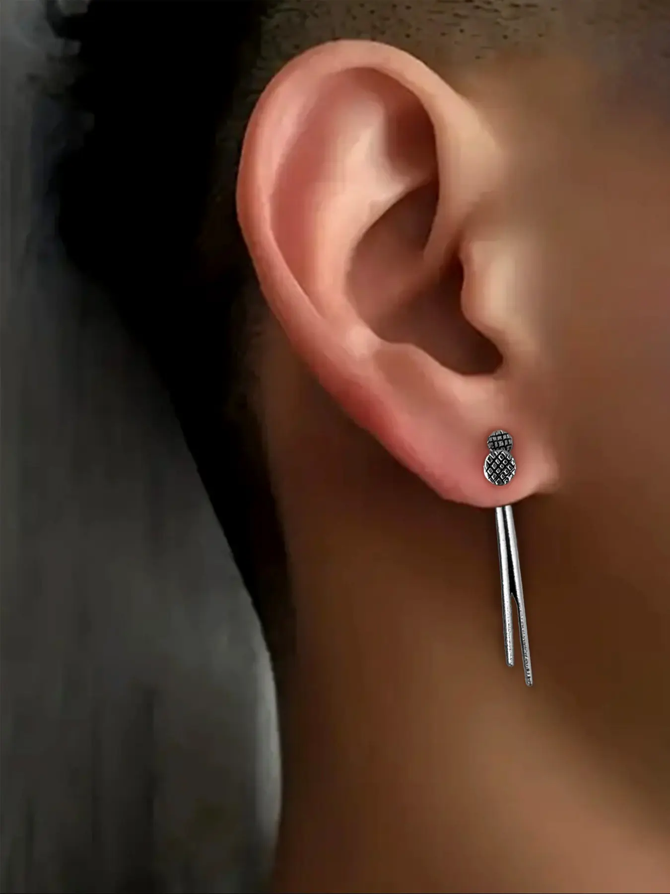 Men's Exaggerated Metal Long Stud Earrings, Unique Style Daily Wear, Versatile Fashion Accessory for Men, Perfect Gift Idea