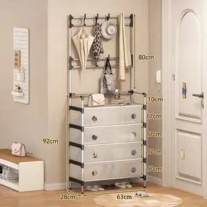 Freestanding coat rack, 3-in-1 multifunctional shoe rack, coat rack and storage rack with 8 hooks, suitable for entrance halls, corridors, living rooms, bedrooms organizer