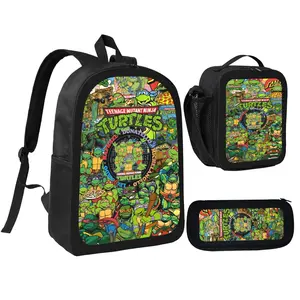 Teenage Mutant Ninja Turtles Backpack With Lunch Box Pencil Case 3 In 1 For Boy Girl Teen Schoolbag Lightweight Large Capacity 600D Oxford Cloth Adjustable Straps Comfortable Mesh Back Cushioning backpack goals-A