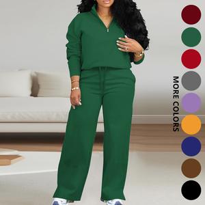MOEENCN Women 2 Piece Outfits Sweatsuit Oversized Half Zip Sweatshirt Wide Leg Sweatpant Casual Lounge Matching Set Tracksuit Clothes Black summer 2 piece set two piece outfits for women