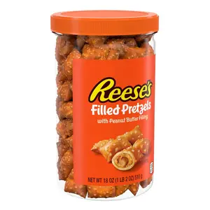 Filled Pretzels, Peanut Butter Pretzel Nuggets, Crunchy, Ready to Eat, Sweet and Salty Snack, 18oz Jar