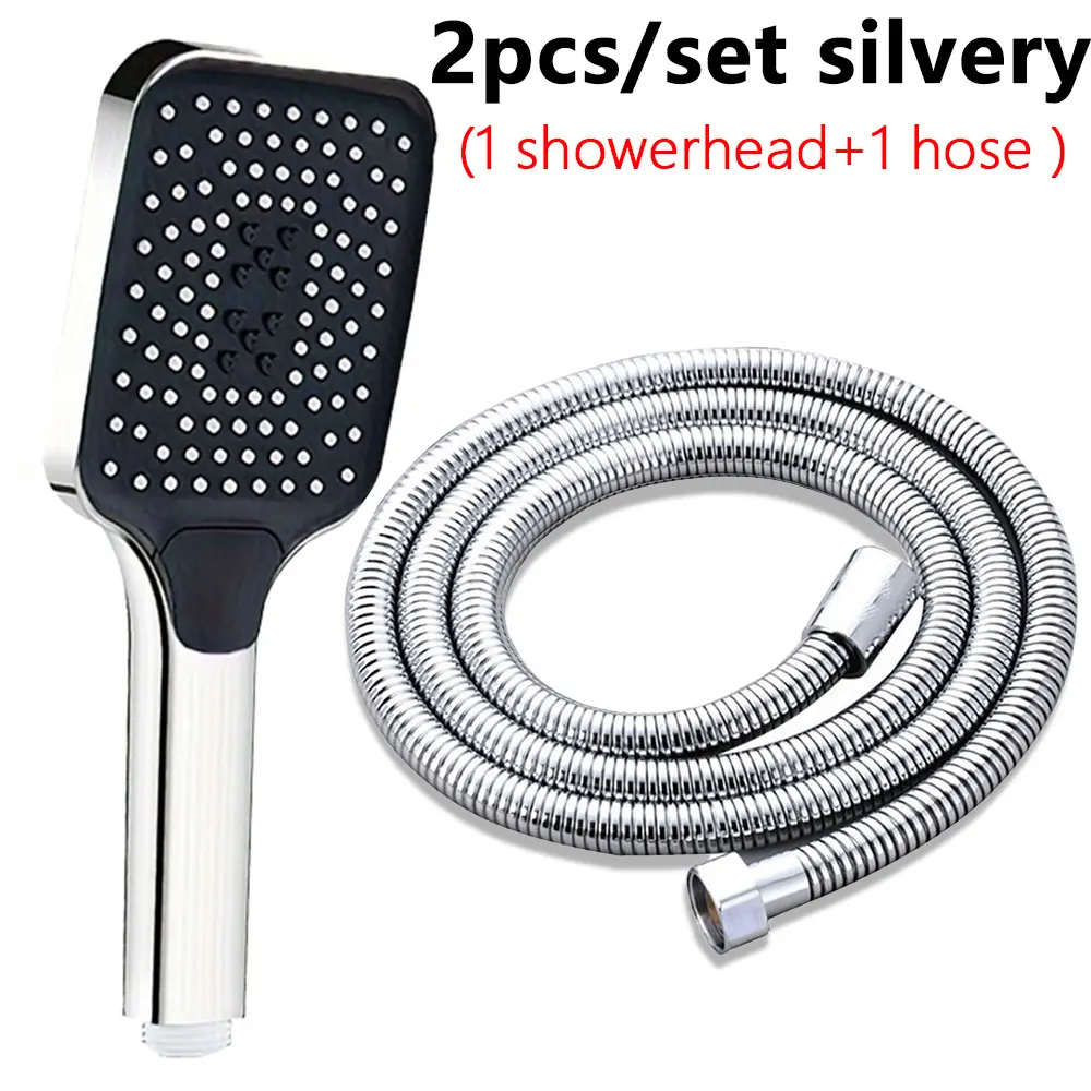 3-Function High Pressure Showerhead Kit - Shower Head With Hose - Extra Large Panel + 1.5m Hose - High Pressure Rainfall, Massage and Mist Settings - Easy Install Universal Fit - Shower Water Equipment
