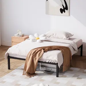 【GARVEE】Full Size Metal Bed Frame with 16 Inch Height, Heavy Duty Steel Slats Support up to 1000 Lbs, Sturdy Mattress Foundation, Storage Space Included, No Box Spring Needed, Black Finish