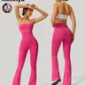 Women's Strapless Suspenders Flared Trousers Peach Hip Sports Leggings Abdomen Tucking Fitness Quick Drying Shaping Yoga Jumpsuit, Sport Jumpsuits, Sportswear Jumpsuit, Activewear Jumpsuit Workout Fitness Jumpsuit