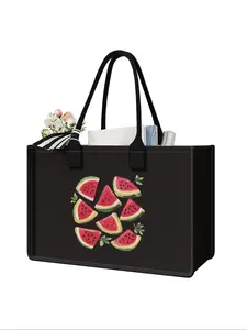 Large Capacity Watermelon Pattern Storage Bag, Durable Handle, Space Saving Multi-Purpose, Ideal for School, Travel, Shopping