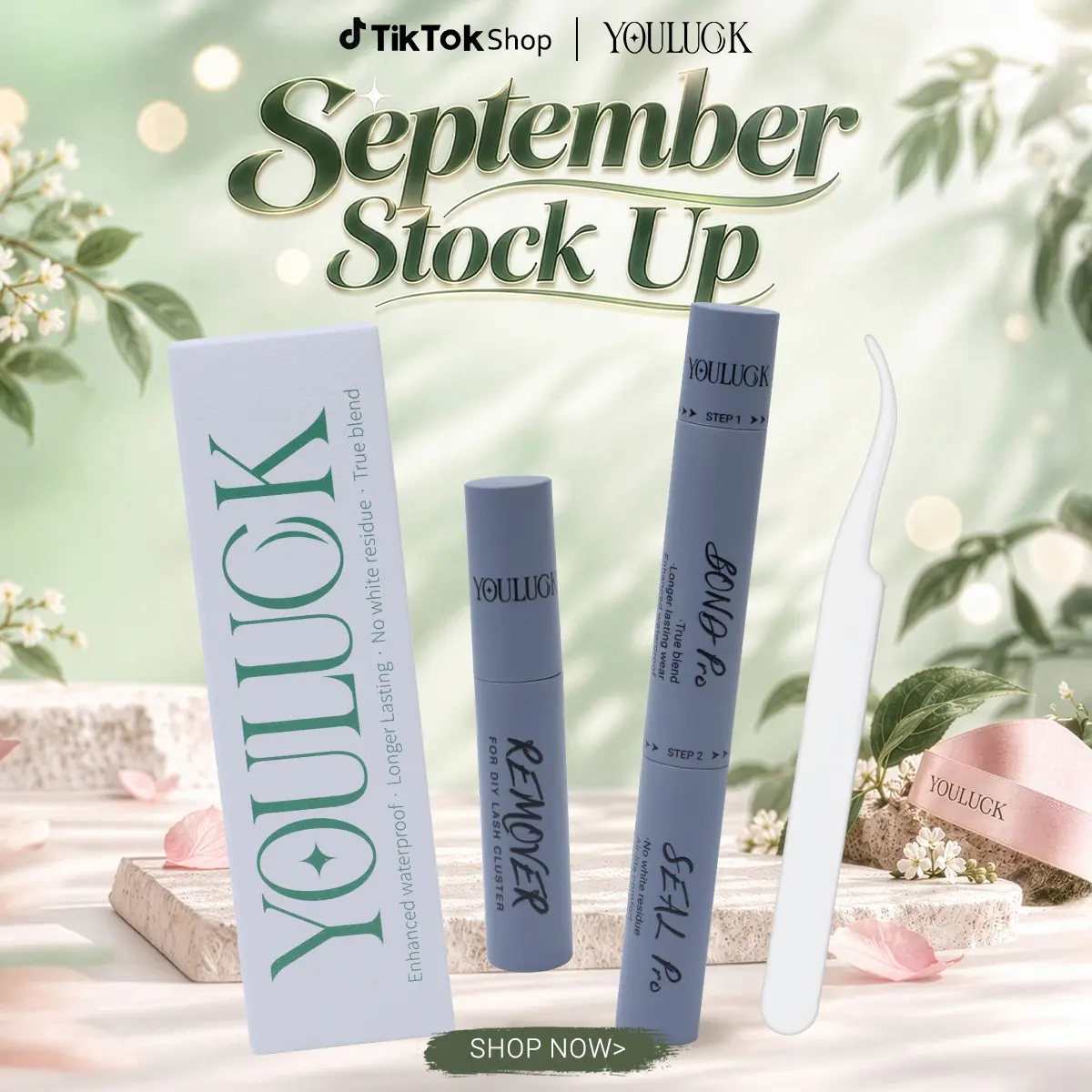 YOULUCK Waterproof Plant-Based Flawless Cosmetic Eyelashes Kit, Curl Cluster DIY Eyelashes with Bond, Seal & Remover, Ultra-Thin Invisible Band, Lightweight Long-Lasting Extensions for Girls to Create Salon-Style Lashes at Home