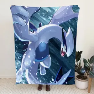 Lugia Psychic Flying Blankets - Lugia Blanket - Lugia Accesories, Sherpa Pokemon, Stylish Lugia Throw Sofa Decoration, Living Room Decor, Pokemon Fan Blanket