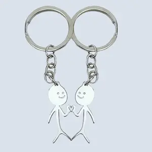 Finger Hand Hearts Silver Matching Stickman Keychain, Gag Funny Gift for Couples or Best Friends valentine day valentines  keychain trendy keychain