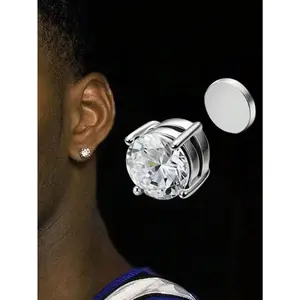 2PCS Magnetic Ear Clips Stud Earrings Non Piercing Strong Magnet Piercing Women Men Black Silver Jewelry Clip Earrings Jewelry