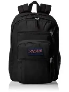 JanSport Big Student large backpack featuring a 15-inch laptop compartment; available in navy blue and black—suitable for school, travel, or work.