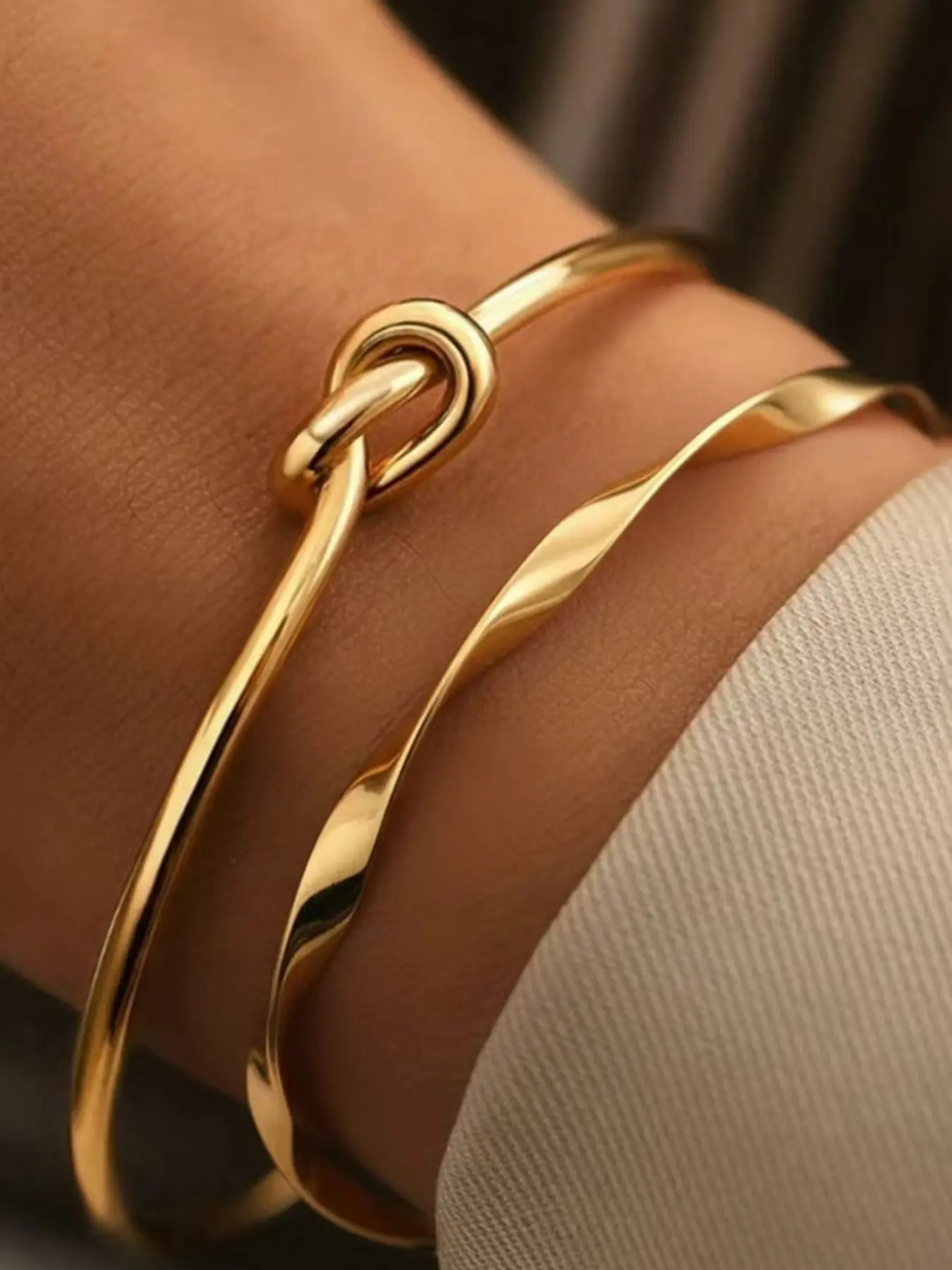 Waterproof Non-Tarnish Silver Color Bangle, Hypoallergenic Polished Metal Accessory, Perfect for All Seasons, Stylish Boho Style Bangles Jewelry Gift
