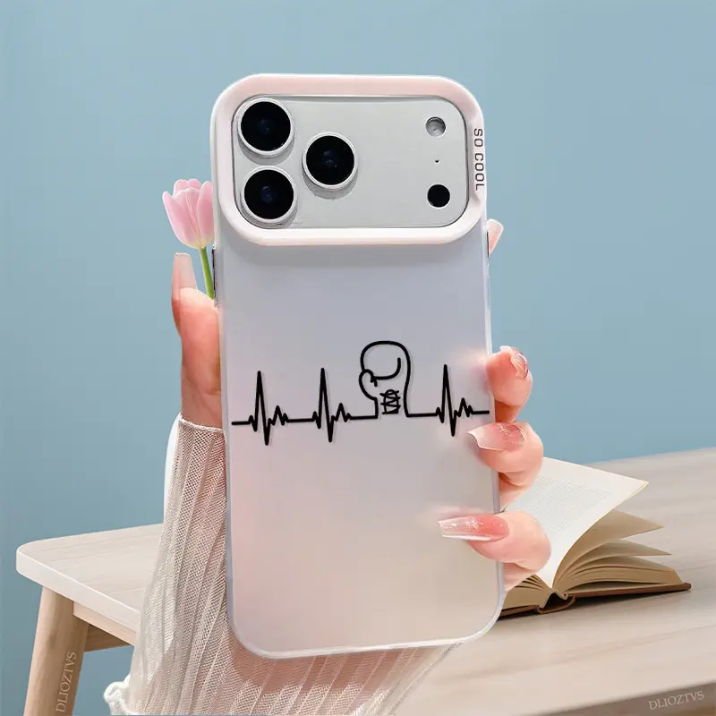 Simple Heartbeat and Boxing Pattern Phone Case For iPhone 17 16 Pro Max 16e 15 Plus 14 13 12 11 Shockproof Drop Protective Durable PC Smartphone Cover Cellphone Casing Cover