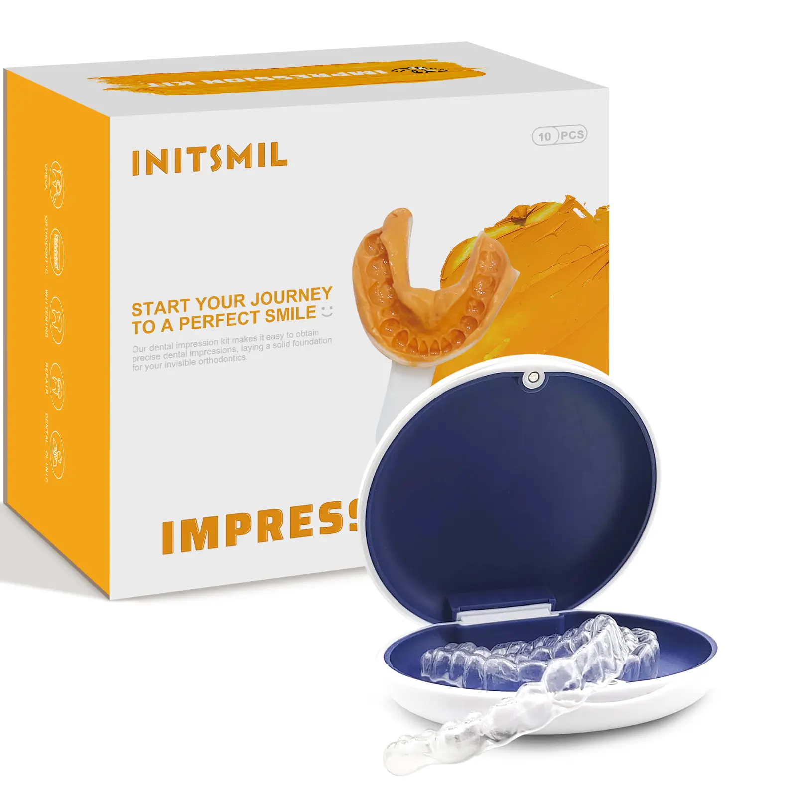 INITSMIL Custom Clear Retainer for Teeth, Personalized Removable Dental Retainer with At-Home Impression Kit, Upper or Lower Teeth, 1.0mm & 1.5mm Options