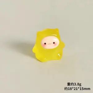 Cute yellow handmade decoration mini elf ghost night light cute granule desktop car ornament resin craftsGift