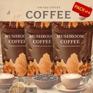 Pack of 4 Mushroom Coffee | Organic Adaptogen Blend | Smooth Energy | No Jitters Drink