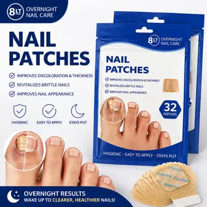 【32PC】Funga Nail Patches for Toenail  ：8 - Hour Overnight SolutionExtra Strength Nail Repair Patches for Damaged & Discolored Nails   Cuticle Care Products