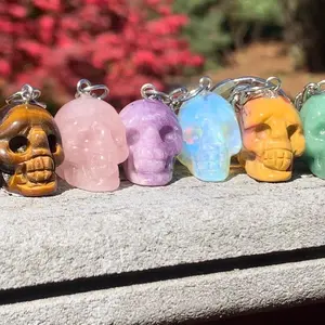 Crystal Skull Keychains | Crystals, Carvings , Mookaite, Lepidolite, Aventurine, Rose Quartz, Opalite Tiger’s Eye, Rhodonite