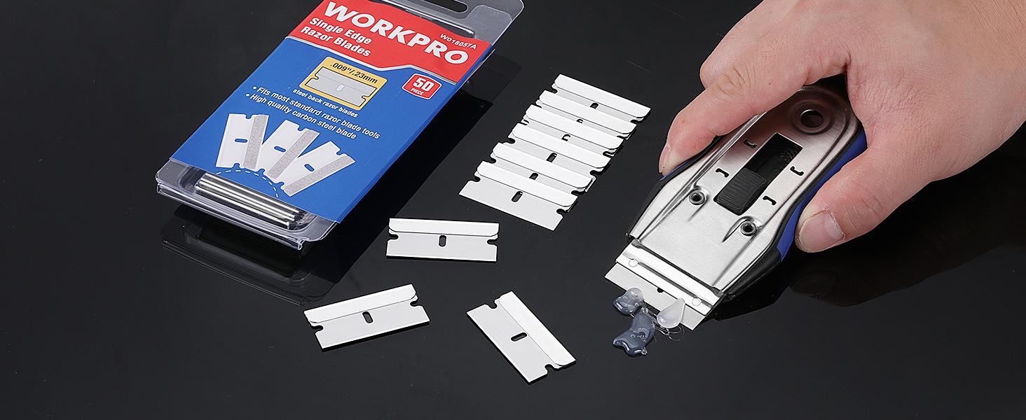 #backtoschool WORKPRO Single Razor Edge Blades, Industrial Scraper Razor Blades, High Carbon Steel One Edge Razor Blades