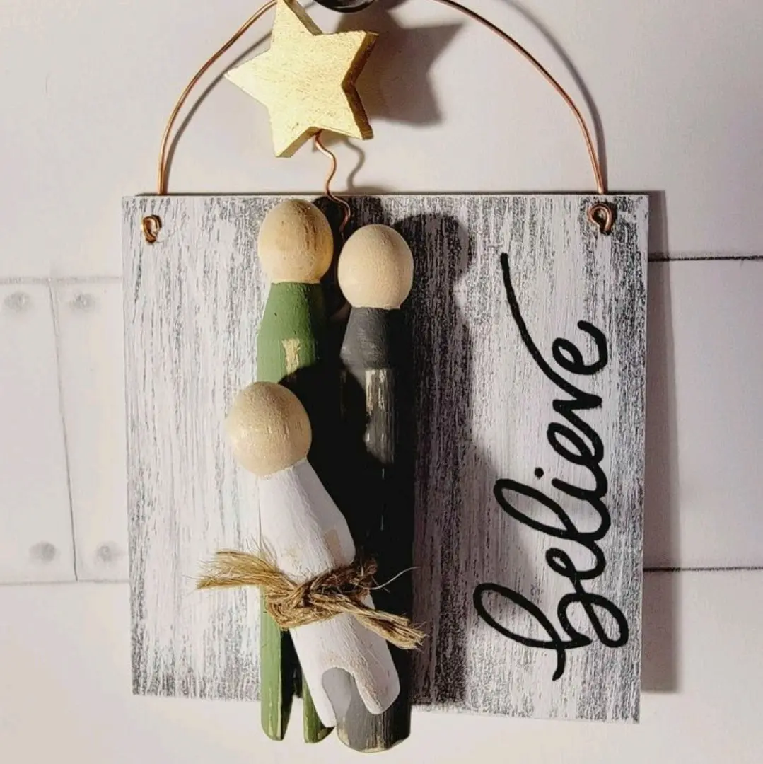 Believe Christmas Ornament Hangers Handmade and Hand Painted