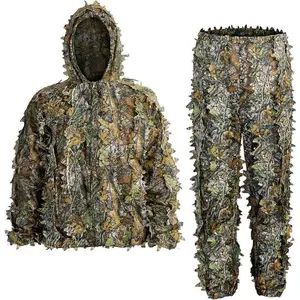3D Leafy Ghillie Suit for Men - Lightweight Camo Suit, Breathable Polyester Hunting Clothes for Outdoor Woodland, Turkey Hunting, Halloween, Shooting, Birdwatching Woodland Camouflage Ghillie Suit