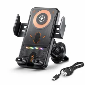 Quriov Wireless Car Charger Mount, Auto-Clamping Phone Holder with 90° Rotation, Air Vent Car Phone Mount for Navigation