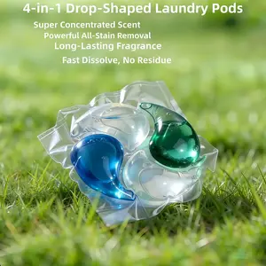 4-In-1 Super Concentrated Laundry Pods 15g, Wood & Grass Fragrance, Strong Stain Removal, Long-Lasting Scent, 1 Pod for 10-20 Loads