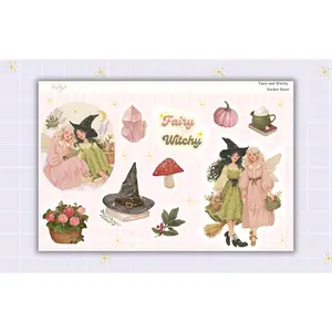 Fairy & Witch Weekly Planner Stickers Kit: Erin Condren 7x9 Vertical