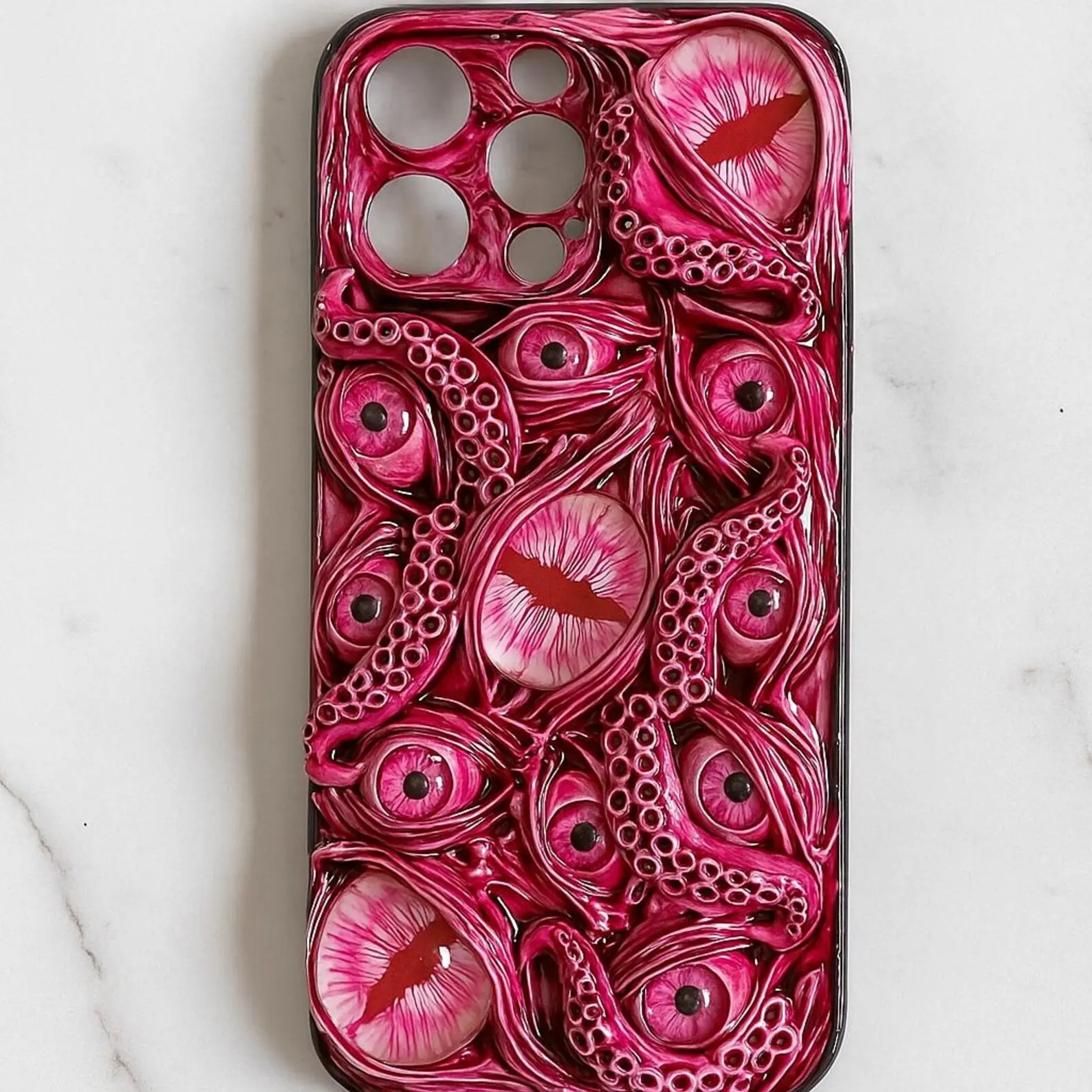 Blue & Black Octopus Tentacle Eyeball Phone Case 3D Pink Design for Fantasy  Lovers Cute Aesthetic Fans Gothic Style Punk Aesthetic Y2K Accessories Alt  Style Cool Phone Case - TikTok Shop