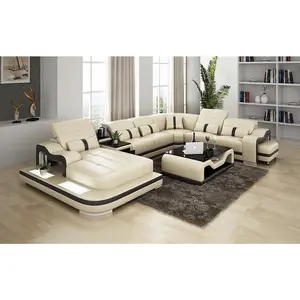 Sydney Large Italian Leather Sectional with Side Table