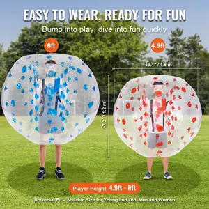VEVOR  Inflatable Bumper Balls 2-Pack, 5FT/1.5M Body Sumo Zorb Balls for Teen & Adult, 0.8mm Thick PVC Human Hamster Bubble Balls for Outdoor Team Gaming Play, Bumper Bopper Toys for Garden, Yard, Park