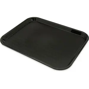 Large Fast Food Tray, Rectangle Cafe Meal Tray, Plastic, 14 x 18 Inches, Black Plates Rectangular Serving