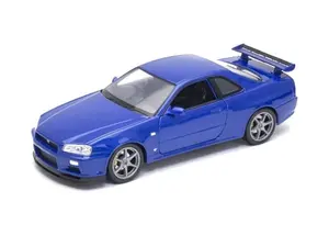 Nissan Skyline GT-R R34 RHD - Blue (NEX) Diecast 1:24 Scale Model - Welly 24108MBL