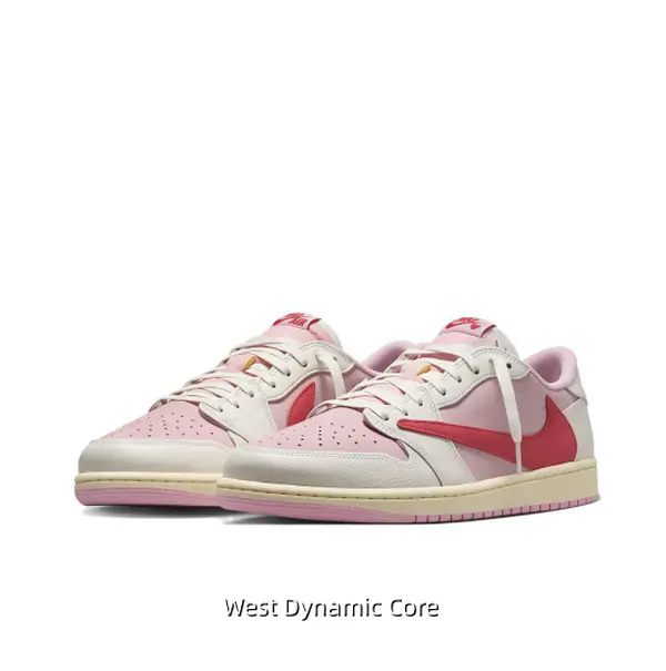 Gradient Pastel Pink Low Top Skate Shoes Two Tone Leather Casual Sneakers For Women