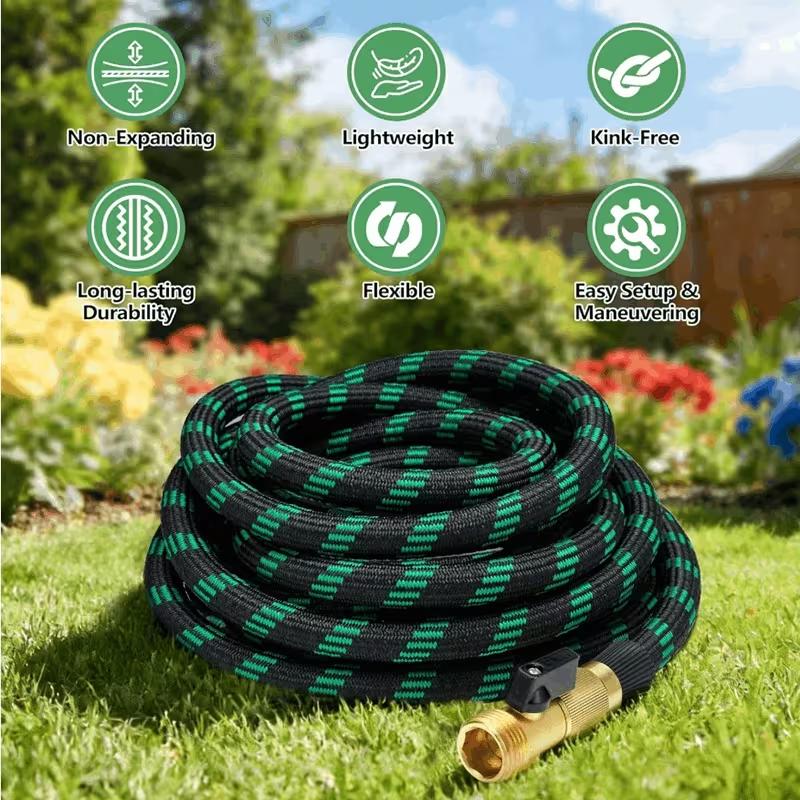 100-Foot Non-Extendable Kink-Resistant Garden Hose - Heavy-Duty Flexible 1/2 in Inner Diameter Hose with 3/4 in Solid Connector, Leak-Proof for Home Gardens