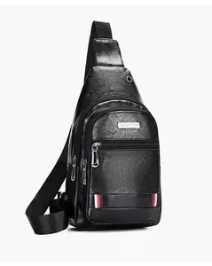 Crossbody Bag for Men Zipper Shoulder Crossbody Bag Travel Waist Bags With Multiple Zipper Pockets Adjustable Shoulder Strap Leather ﻿