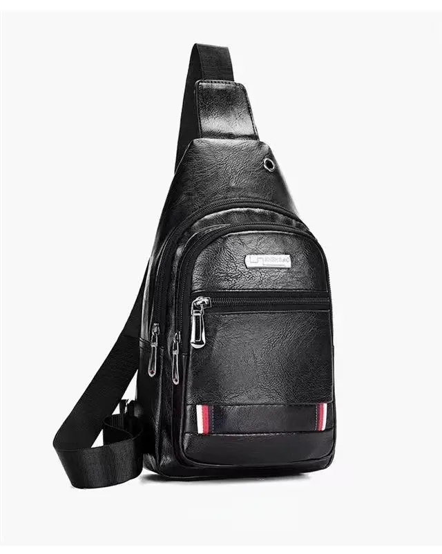 Crossbody Bag for Men Zipper Shoulder Crossbody Bag Travel Waist Bags With Multiple Zipper Pockets Adjustable Shoulder Strap Leather ﻿
